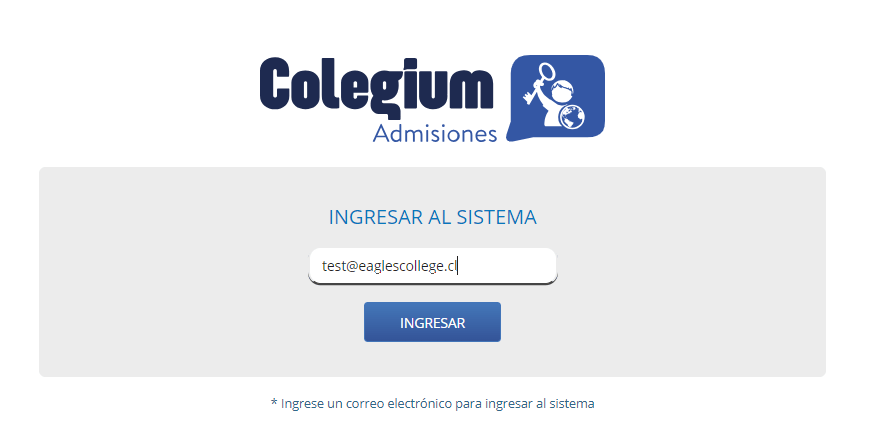 Pantalla de ingreso a la plataforma